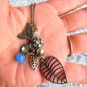 Cute Multi-charm Leaves Long Pendant Necklace